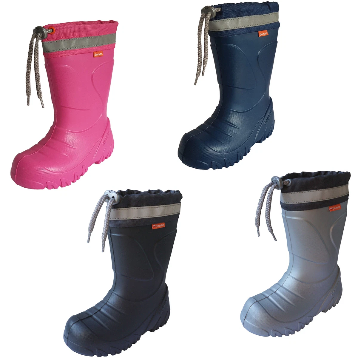 DEMAR Toddlers Little Kids Boys Girls Wellies Rain Wellington Boots Wool Lined