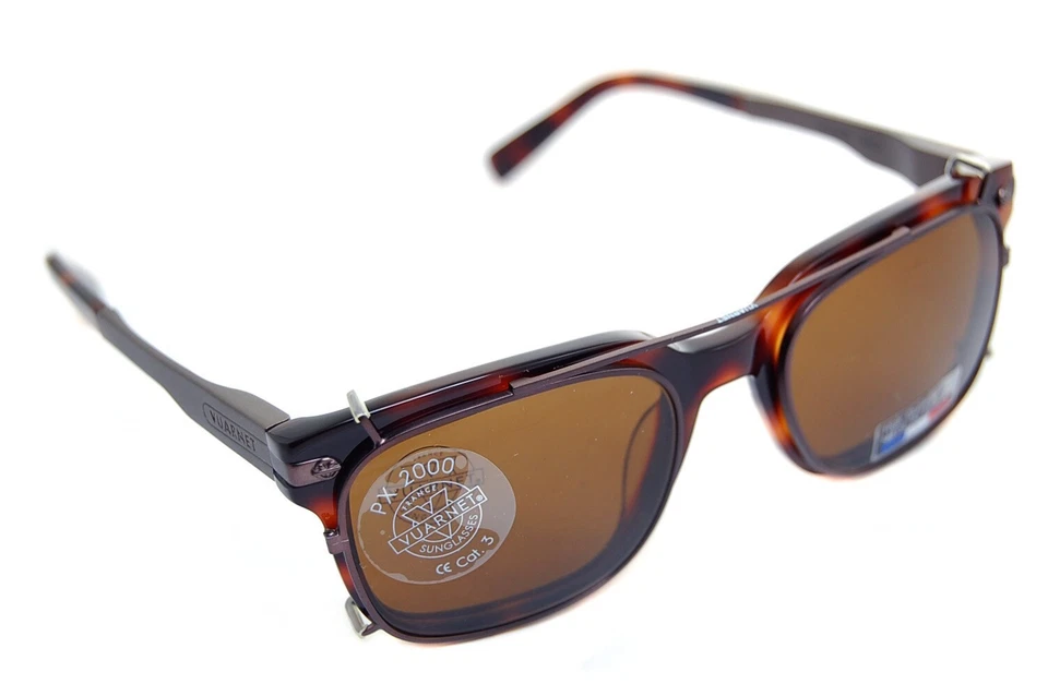 VUARNET PX 2000 1405 0002 Hombres Anteojos Cuadrados CLIP ON GAFAS DE SOL MARRÓN RARO Foto 3 de 4