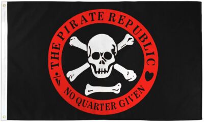''PIRATE REPUBLIC RED'' flag 3x5 ft polyester banner sign no quarter given