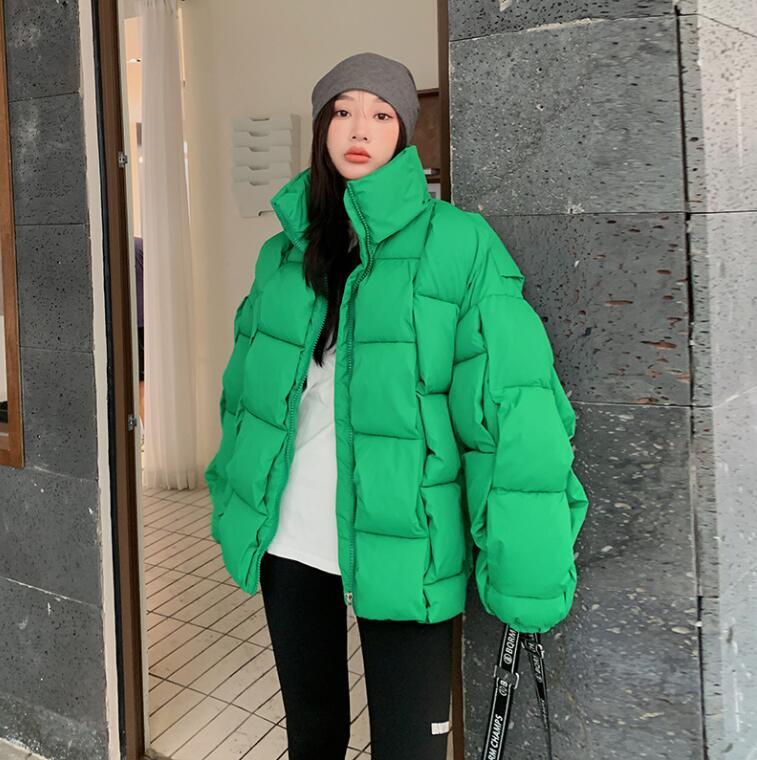 Women's Fashion Stand Collar Weave Loose Padded Puffer Women's Fashion Stand Collar Weave Loose Padded Puffer