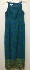 AGB Women Maxi Sheath Dress Size 8 Teal Green Lined Decorative Hemline 196