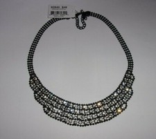 VIVI COOKIE LEE GENUINE CLEAR CRYSTAL BLACK COLLAR NECKLACE NEW 82840 MRP 48