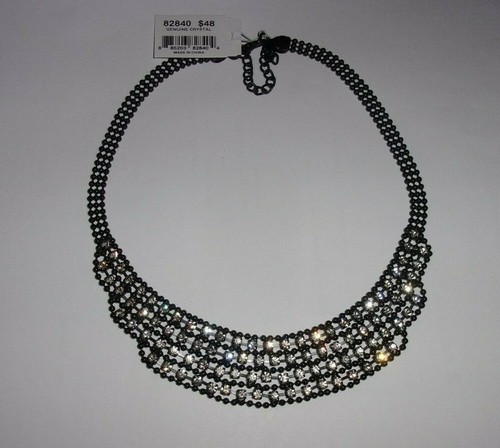VIVI (COOKIE LEE) GENUINE CLEAR CRYSTAL BLACK COLLAR NECKLACE NEW #82840 MRP $48 - 第 1/1 張圖片