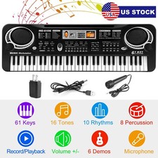 61 Key Electric Piano Digital Music Keyboard Organs w/ Microphone Set Kids Gift