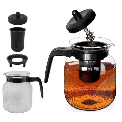Infusion Glass Teapot Herbal Tea Loose Leaf Infuser 1.5L Strainer Heat Resistant - Picture 4 of 4