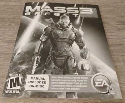 Mass Effect 3 (Sony PlayStation 3, 2012) Manual Only