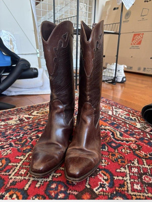 Vintage rare 100% cow/lizard leather made in Italy vintage cowboy boots (38.5)