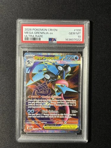 Mega Greninja ex 100/086 Me04: Chaos Rising Holo PSA 10💎💎