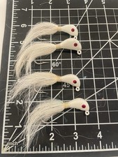 Mustad Big Eye Bucktail White Jigs - Lot of 4 - Very nice condition!