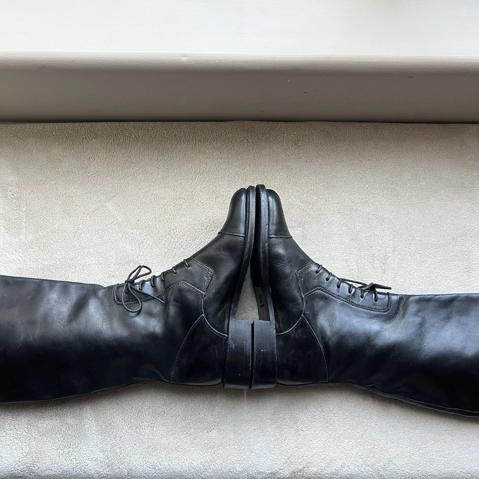 Bota alta Joan & David de cuero negro con cordones parciales hasta la rodilla para mujer EE. UU. 6 Italia Foto 4 de 4