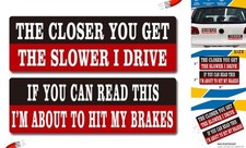 Vinyl Anti-Tailgating Bumper Magnet Stickers. Hilarious in Funny Driving