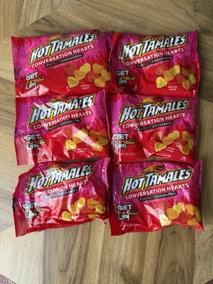 5oz Bag HOT TAMALES Conversation Hearts Fierce Cinnamon Valentine Candy Lot Of 6