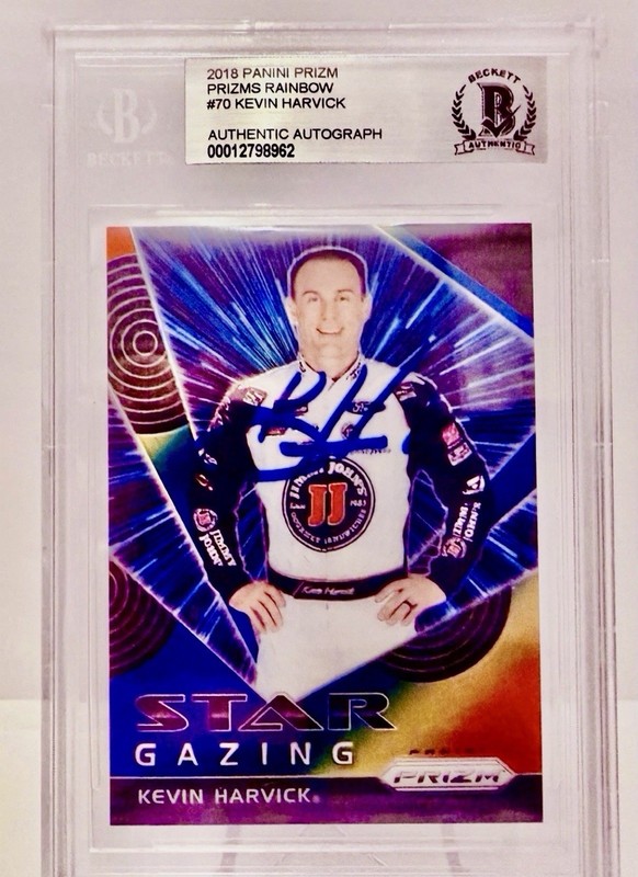 2018 Panini Prizm Kevin Harvick Vortex Autograph Rainbow Prizm 17/24 BGS NASCAR