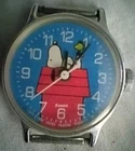 Vintage 1958 Snoopy Woodstock Timex Peanuts Schultz Blue Wristwatch Running!
