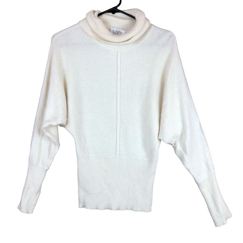 Ann Taylor, Maglione donna Ann Taylor LOFT panna collo cappuccio manica dolman misto lana angora XS