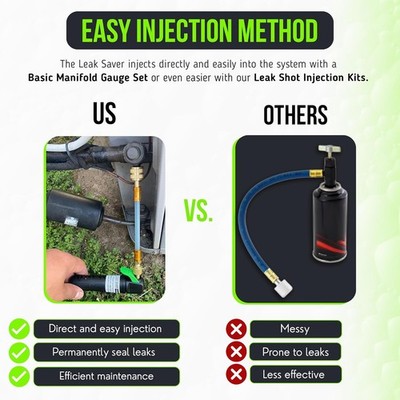 AC Refrigerant Leak Sealer Direct Inject 3-in-1 UV Leak Detection Repair