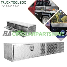 72" x15" x 13" Aluminum Stripes Plated Truck Bed Tool Box Storage w/ 2* Drawers