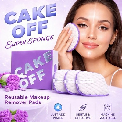 Lot of 3 Cake Off Super Sponge Reusable Makeup Remover Pads 9-Pack NEW in Box