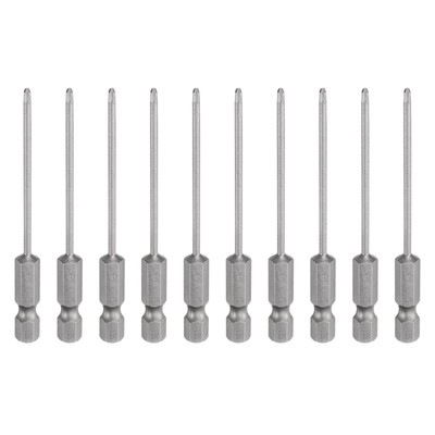 10pcs Magnetic Phillips Screwdriver Bit PH1 1/4'' Hex Shank 75mm Long 2mm Rod