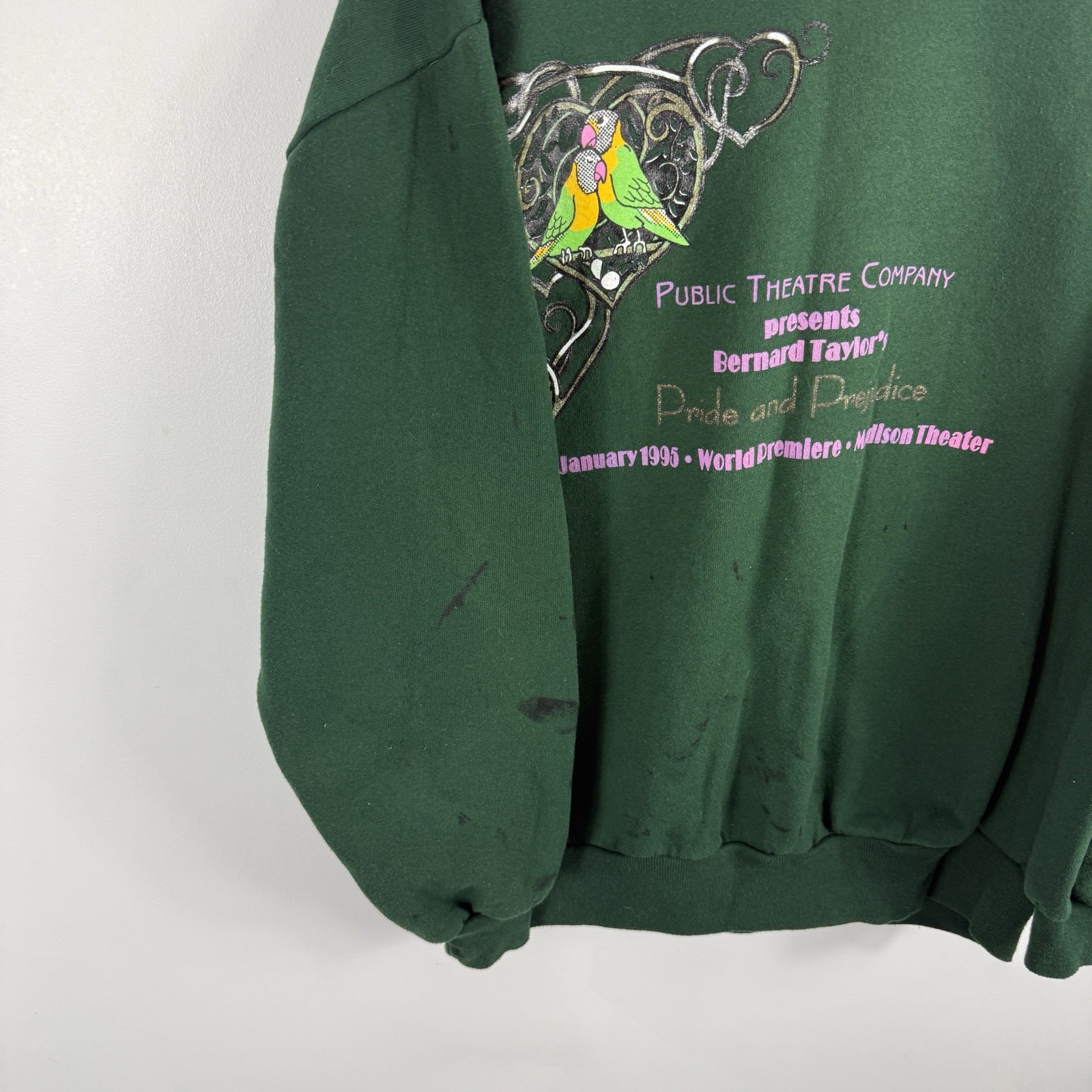 Vintage Jerzees 1995 Pride Prejudice Theatre Graphic XL Made in USA Sweatshirt image 6