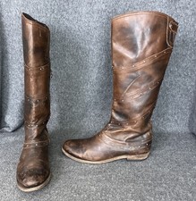 Liberty Black Tall Riding Boots Women 9 M Brown Western Cowboy Studded LB 711310