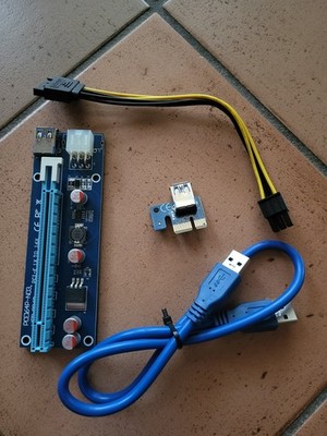 JSER PCI-E 1x zu 16x / Extender-Riser-Adapter / USB 3.0 und 6-poligem Netzkabel