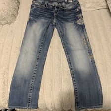 Miss Me Women  s Signature Rise Cropped Embroidered Jeans   Size 26