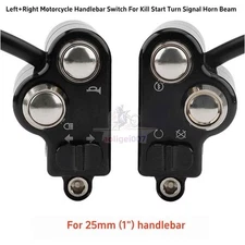 25mm Left+Right Universal Handlebar Switch For Kill Start Turn Signal Horn Beam