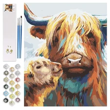 Petrala Paint by Numbers for Adults Canvas Highland Cow DIY Acrylic Adult
