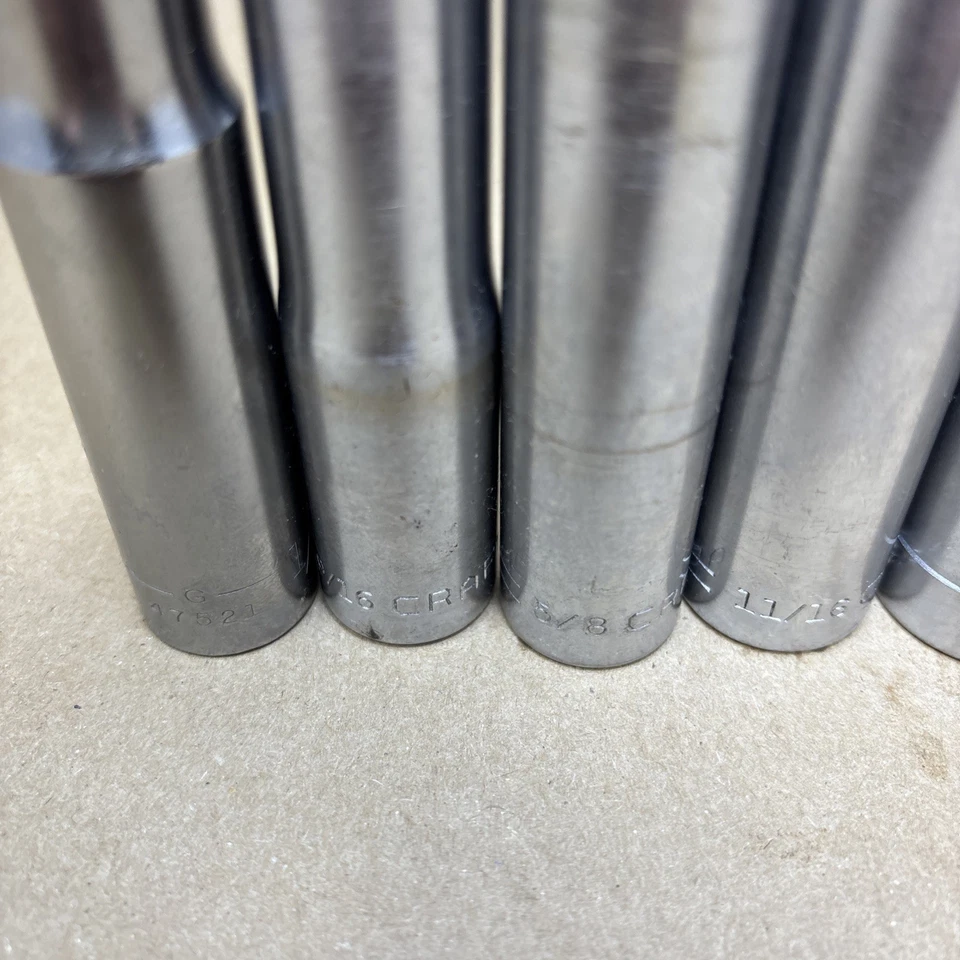 Vtg Craftsman USA 9pc 1/2" Dr Deep 12 Pt SAE Socket Set 1/2"-1-1/8" V-G No 3/4" - Image 4 of 4