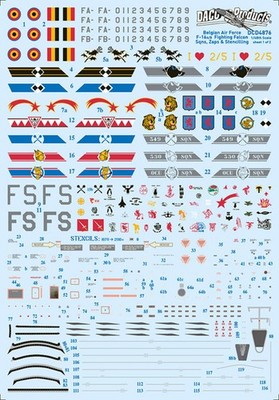 Daco Products DCD3276 1:32 BAF F-16A/B Sqn Embleme & Schablone