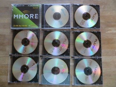 7x Platium 700MB 80min 1x Plextor 650MB 74min 1x MMore CD-RW 80/700MB mit Hüllen