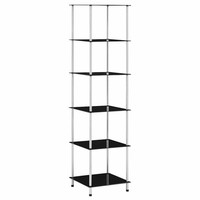 Regal Mit 6 Ablagen Schwarz 40X40X160 Cm Hartglas