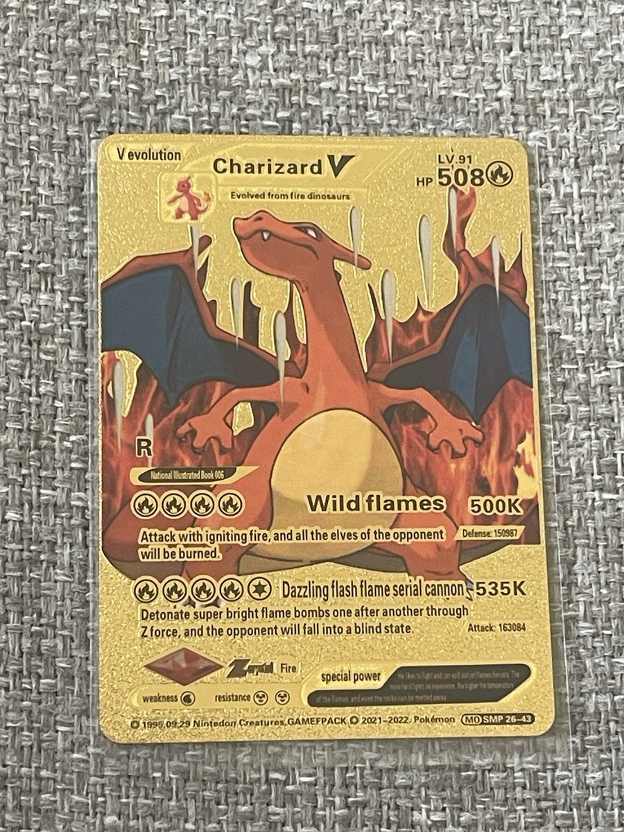 Pokemon Charizard V Evolution HP 508 LV 91 Gold Foil Fan Art Card