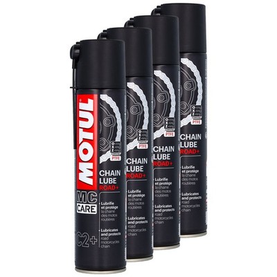 Kettenspray MC CARE C2 CHAIN LUBE ROAD PTFE weiß Motul 4 X 400 ml Kette Motorrad