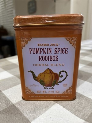 TRADER JOE'S Pumpkin Spice   ROOIBOS Herbal Blend TEA BAGS X20 DECORATIVE TIN