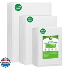 Syntus Vacuum Sealer Bags, 150 Gallon 11" x 16" and Quart 8" x 12" and Pint 6