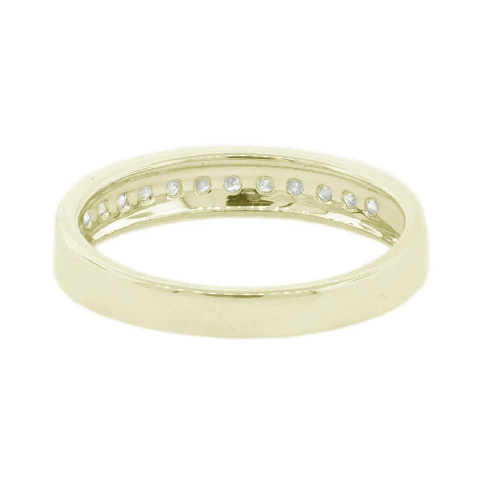 Anillo de alianza de boda de oro amarillo de 10 k conjunto de canales de diamantes redondos naturales de 1/4 quilates Foto 2 de 3