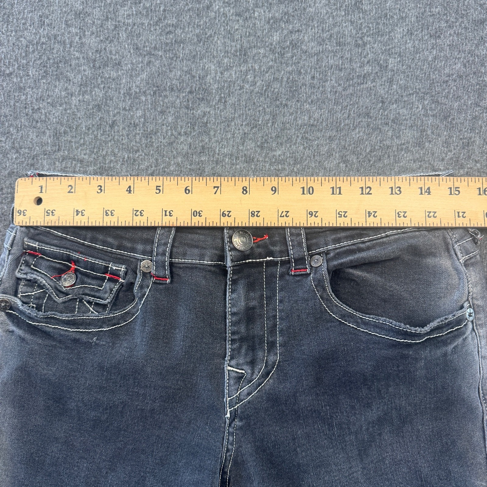 True Religion Ricki Relaxed Straight Jeans Womens 28 Gray Black Wash thumbnail 4