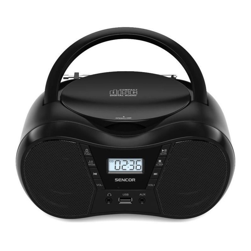 Boombox CD Sencor SPT 2300 BK avec radio FM lecteur MP3 USB et Bluetooth noir