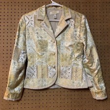 Peck  Peck Blazer Jacket Gold Floral Patchwork Jacquard Brocade Y2K Glam 6