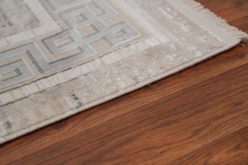 Subtle Neutral Tones Elegant Greek Key Border Rug Contemporary Carpet 5x7 - 第 7/13 張圖片