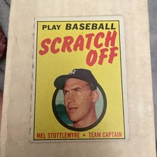 1970 Topps Scratch Off Mel Stottlemyre Scratched Writing