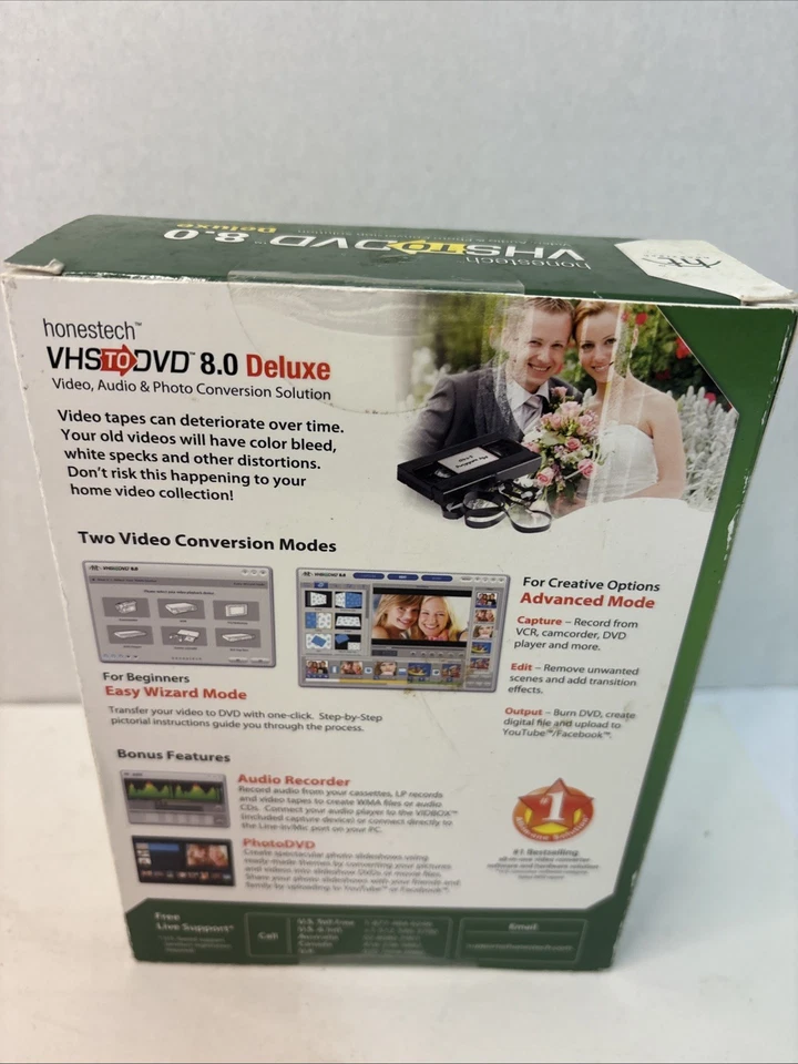 Honestech VHS to DVD 8.0 Deluxe VHS to DVD Converter Brand New Sealed - Image 4 of 4
