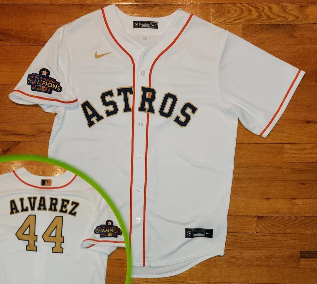 FLAW* NIKE 2022 World Series HOUSTON Astros ALVAREZ Jersey Mens L