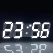 Digital 3D LED Big Wall Desk Alarm Clock Snooze 12/24 Hours Auto Brightness USB
