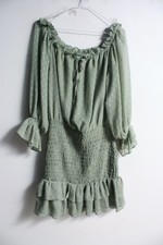 Asos Design Womens Frill Contrast Mini Dress - Green - Size 12 (L40)