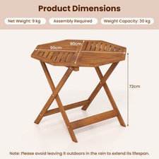 Wooden Side End Table Solid Wood Patio Dining Table