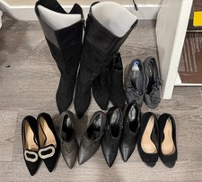 7 PAIR BUNDLE Women's Black Shoes/Boots, Size 7.5, NINE WEST, FRANCO STARTO etc
