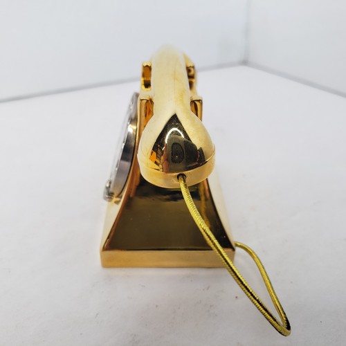 Timex Miniature Mini Clock Rotary Telephone Gold Tone 2.0" Tall - Picture 5 of 14